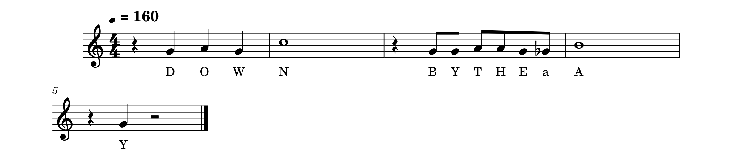 Modified sheet music for 'Down by the Bay'